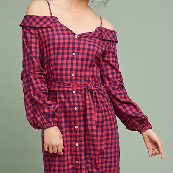 Anthropologie Guest Editor Long Sleeve Open Shoulder Button Up Dress Size XXS - Picture 6 of 6